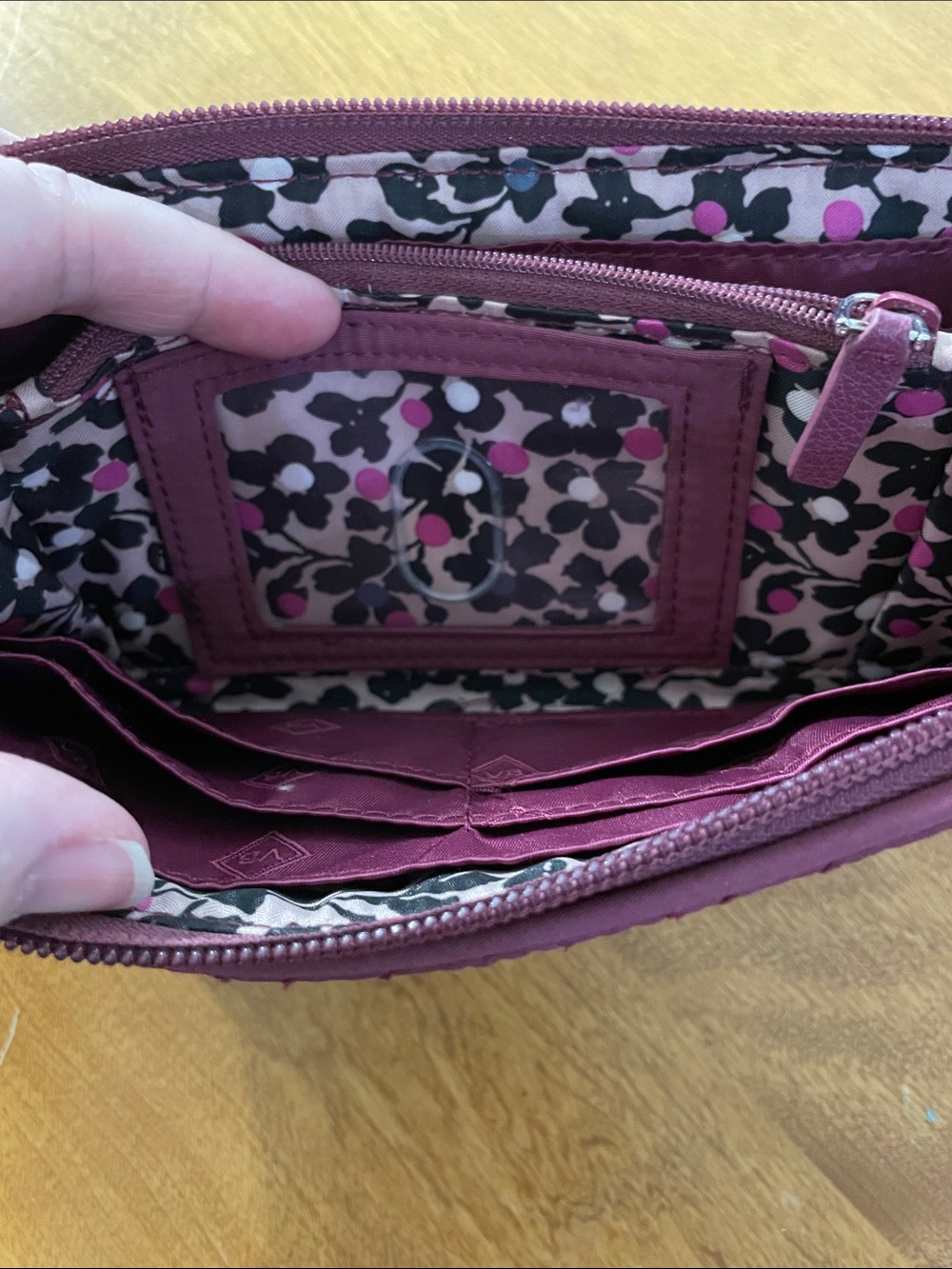 Vera Bradley Quilted RFID Zip Wallet in Maroon - Picture 9 of 11